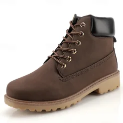 Men's Classic Yellow Work Boots – Durable Lace-Up Ankle Boots with Cushioned Collar and Rugged Sole