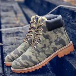 Men's Classic Yellow Work Boots – Durable Lace-Up Ankle Boots with Cushioned Collar and Rugged Sole