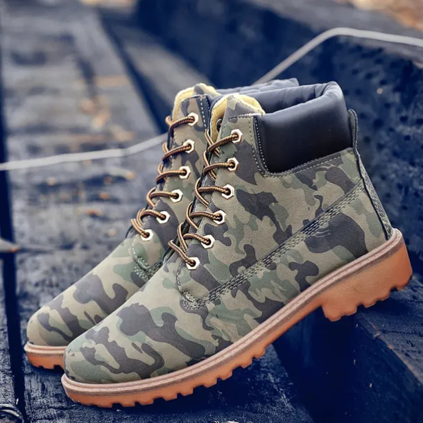 Men's Classic Yellow Work Boots – Durable Lace-Up Ankle Boots with Cushioned Collar and Rugged Sole