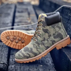 Men's Classic Yellow Work Boots – Durable Lace-Up Ankle Boots with Cushioned Collar and Rugged Sole