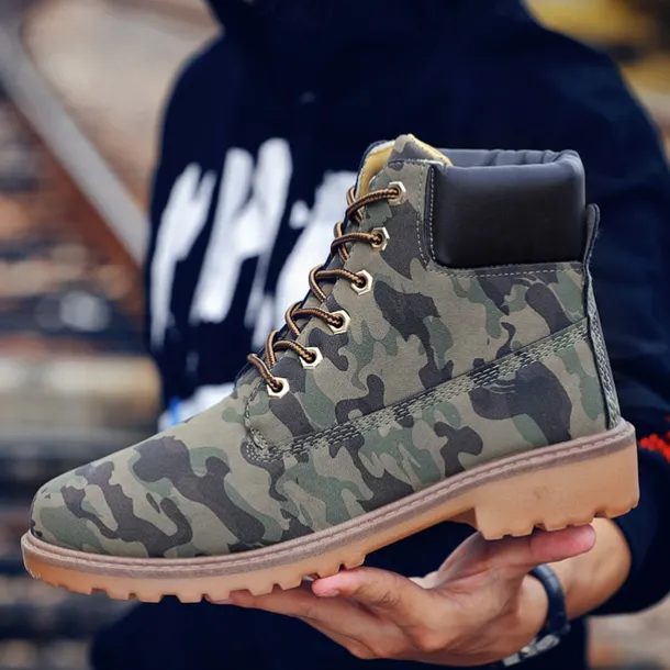 Men's Classic Yellow Work Boots – Durable Lace-Up Ankle Boots with Cushioned Collar and Rugged Sole