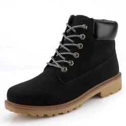 Men's Classic Yellow Work Boots – Durable Lace-Up Ankle Boots with Cushioned Collar and Rugged Sole