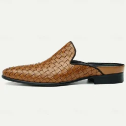 Men's Clogs & Mules Full-grain Leather Leather Comfortable Slip Resistant Loafer Black Brown