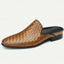 Men's Clogs & Mules Full-grain Leather Leather Comfortable Slip Resistant Loafer Black Brown