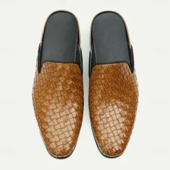 Men's Clogs & Mules Full-grain Leather Leather Comfortable Slip Resistant Loafer Black Brown