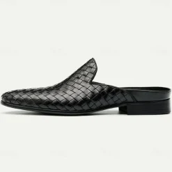 Men's Clogs & Mules Full-grain Leather Leather Comfortable Slip Resistant Loafer Black Brown