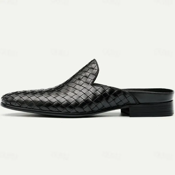 Men's Clogs & Mules Full-grain Leather Leather Comfortable Slip Resistant Loafer Black Brown