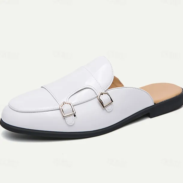 Men's Clogs & Mules PU Leather Comfortable Slip Resistant Loafer Black White