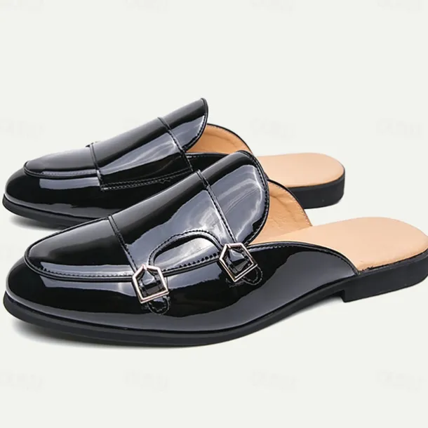 Men's Clogs & Mules PU Leather Comfortable Slip Resistant Loafer Black White