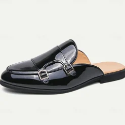 Men's Clogs & Mules PU Leather Comfortable Slip Resistant Loafer Black White