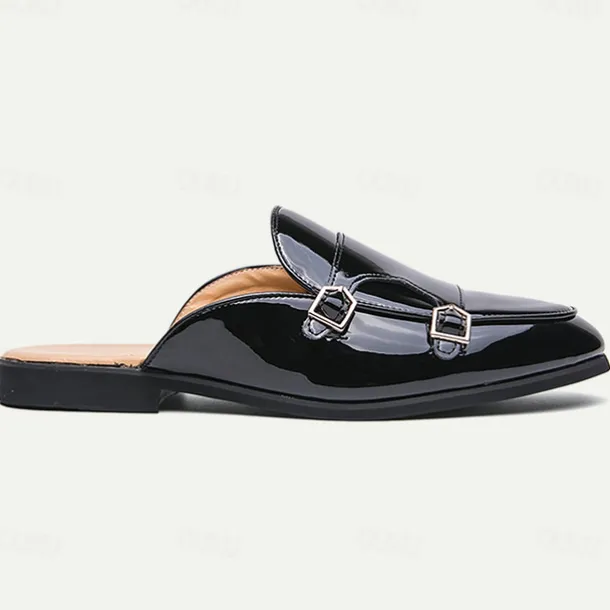 Men's Clogs & Mules PU Leather Comfortable Slip Resistant Loafer Black White