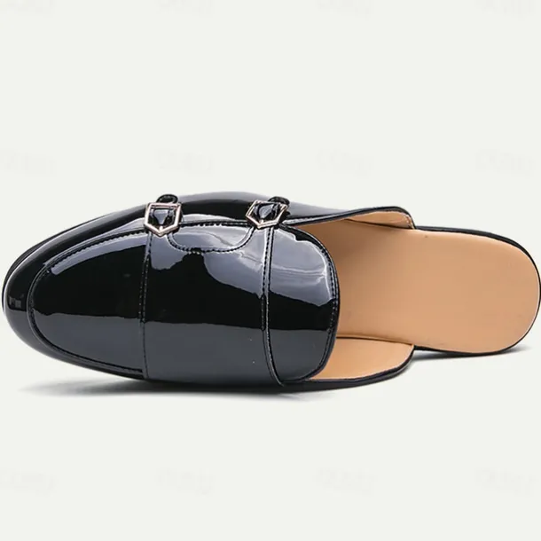 Men's Clogs & Mules PU Leather Comfortable Slip Resistant Loafer Black White