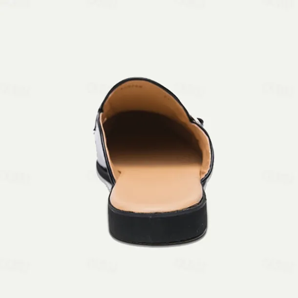 Men's Clogs & Mules PU Leather Comfortable Slip Resistant Loafer Black White