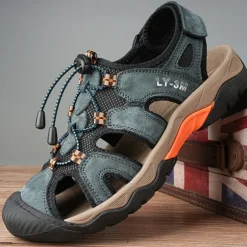 Men's Closed-Toe Outdoor Sandals – Durable Suede and Mesh Design with Adjustable Straps, Anti-Slip Sole, Perfect for Hiking and Summer Adventures