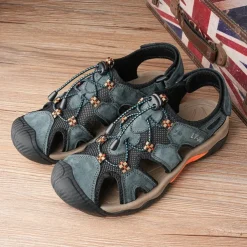 Men's Closed-Toe Outdoor Sandals – Durable Suede and Mesh Design with Adjustable Straps, Anti-Slip Sole, Perfect for Hiking and Summer Adventures