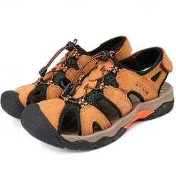 Men's Closed-Toe Outdoor Sandals – Durable Suede and Mesh Design with Adjustable Straps, Anti-Slip Sole, Perfect for Hiking and Summer Adventures
