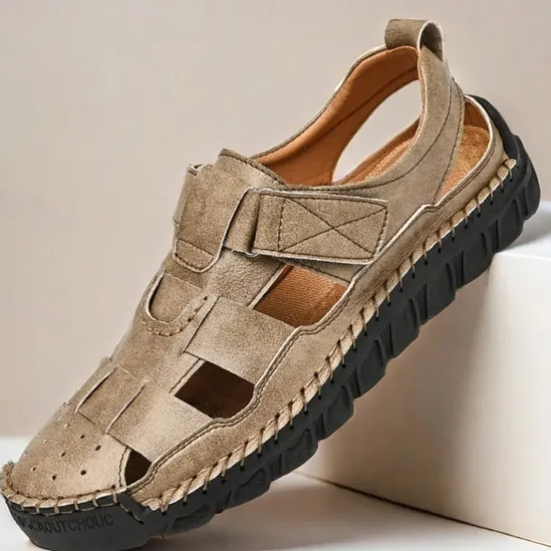Men's Closed-Toe Suede Sandals - Lightweight Breathable Design with Adjustable Strap, Ideal for Summer Casual and Outdoor Activities