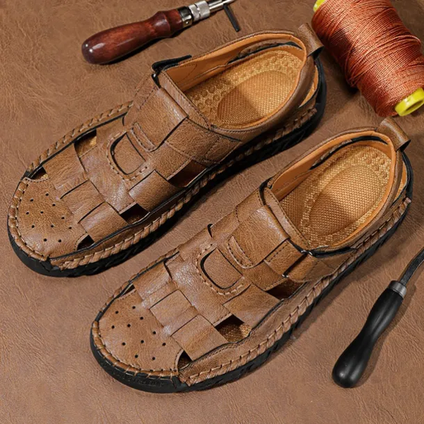 Men's Closed-Toe Suede Sandals - Lightweight Breathable Design with Adjustable Strap, Ideal for Summer Casual and Outdoor Activities