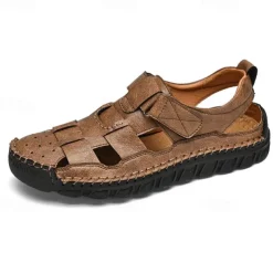 Men's Closed-Toe Suede Sandals - Lightweight Breathable Design with Adjustable Strap, Ideal for Summer Casual and Outdoor Activities