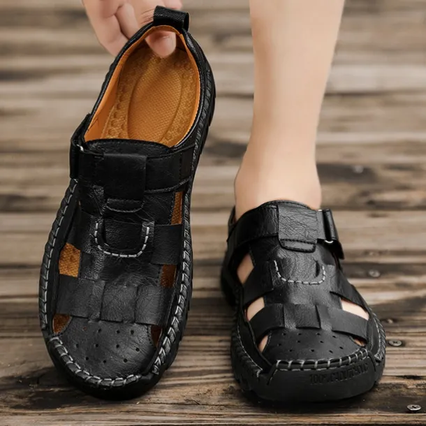 Men's Closed-Toe Suede Sandals - Lightweight Breathable Design with Adjustable Strap, Ideal for Summer Casual and Outdoor Activities