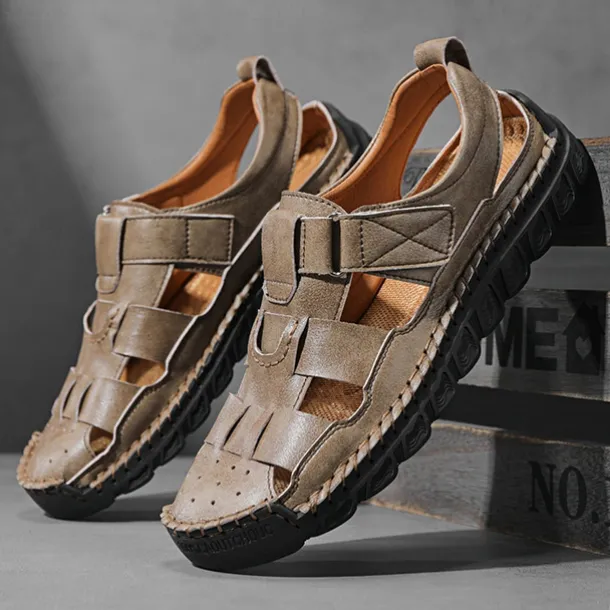 Men's Closed-Toe Suede Sandals - Lightweight Breathable Design with Adjustable Strap, Ideal for Summer Casual and Outdoor Activities