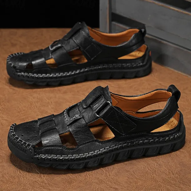 Men's Closed-Toe Suede Sandals - Lightweight Breathable Design with Adjustable Strap, Ideal for Summer Casual and Outdoor Activities