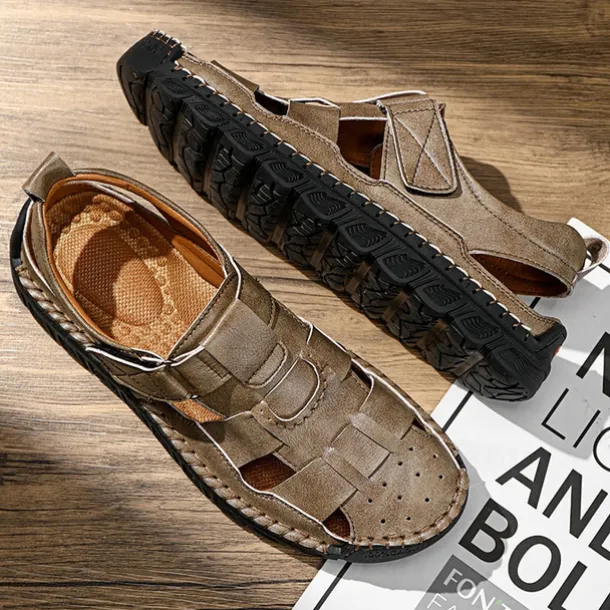 Men's Closed-Toe Suede Sandals - Lightweight Breathable Design with Adjustable Strap, Ideal for Summer Casual and Outdoor Activities