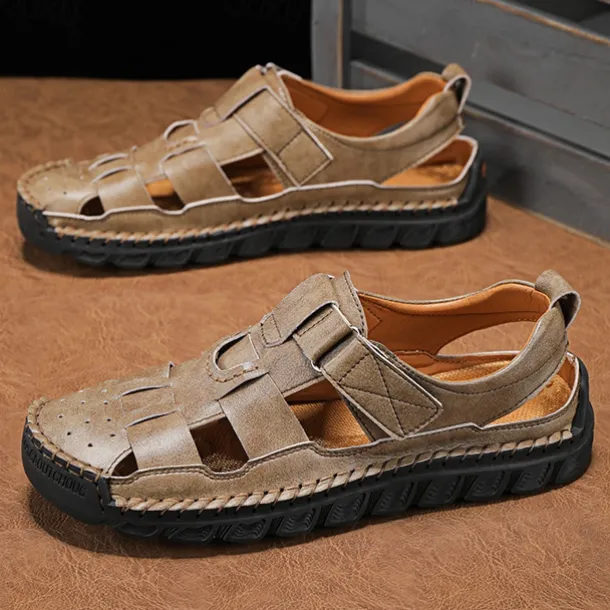 Men's Closed-Toe Suede Sandals - Lightweight Breathable Design with Adjustable Strap, Ideal for Summer Casual and Outdoor Activities