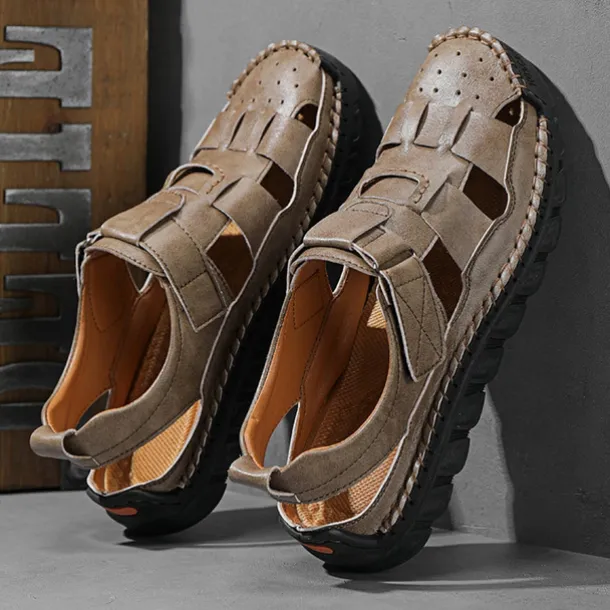 Men's Closed-Toe Suede Sandals - Lightweight Breathable Design with Adjustable Strap, Ideal for Summer Casual and Outdoor Activities