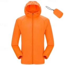 Men's Coat Casual Jacket Outdoor Street Sun Protection Sunscreen Summer Plain Vacation Fashion Hooded Regular Black White Orange Gray Jacket