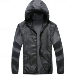 Men's Coat Casual Jacket Outdoor Street Sun Protection Sunscreen Summer Plain Vacation Fashion Hooded Regular Black White Orange Gray Jacket
