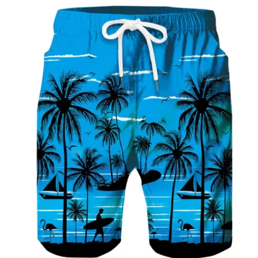 Men's Coconut Tree Board Shorts Swim Shorts Swim Trunks Mid Waist Hawaiian Boho Casual Daily Holiday Drawstring with Mesh lining Elastic Waist Designer Clothing Apparel