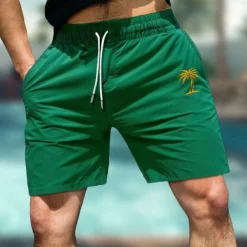 Men's Coconut Tree Colorful Swimming Trunks Board Shorts Swim Shorts Mid Waist Hawaiian Casual Holiday Beach Drawstring with Mesh lining Elastic Waist Designer Clothing Apparel