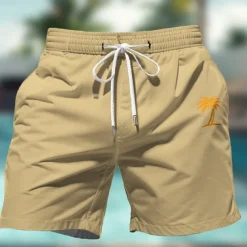 Men's Coconut Tree Colorful Swimming Trunks Board Shorts Swim Shorts Mid Waist Hawaiian Casual Holiday Beach Drawstring with Mesh lining Elastic Waist Designer Clothing Apparel