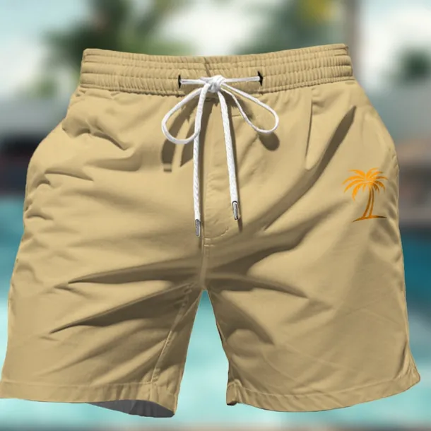 Men's Coconut Tree Colorful Swimming Trunks Board Shorts Swim Shorts Mid Waist Hawaiian Casual Holiday Beach Drawstring with Mesh lining Elastic Waist Designer Clothing Apparel