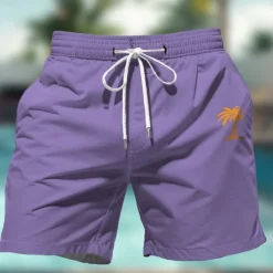 Men's Coconut Tree Colorful Swimming Trunks Board Shorts Swim Shorts Mid Waist Hawaiian Casual Holiday Beach Drawstring with Mesh lining Elastic Waist Designer Clothing Apparel