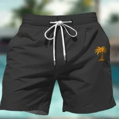 Men's Coconut Tree Colorful Swimming Trunks Board Shorts Swim Shorts Mid Waist Hawaiian Casual Holiday Beach Drawstring with Mesh lining Elastic Waist Designer Clothing Apparel