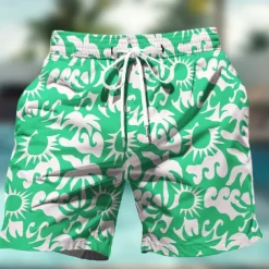 Men's Coconut Tree Flower / Floral Swim Trunks Swim Shorts Board Shorts Mid Waist Hawaiian Casual Holiday Beach Drawstring with Mesh lining Elastic Waist Designer Clothing Apparel