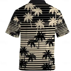 Men's Coconut Tree Palm Tree Tropical Plants Summer Hawaiian Shirt Aloha Shirt Short Sleeves Shirt Turndown Hawaiian Casual Resort Outdoor Vacation Street Black Blue S M L