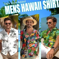 Men's Coconut Tree Sailboat Tropical Plants Shirt Summer Hawaiian Shirt Button Up Shirt Short Sleeve Hawaiian Holiday Beach Wear Summer Spring Turndown 3D Print Collared Shirts Front One Pocket White