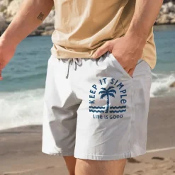 Men's Coconut Tree Shorts Summer Shorts Beach Shorts Mid Waist Hawaiian Casual Outdoor Holiday Going out Drawstring Elastic Waist Print Designer Clothing Apparel