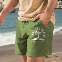 Men's Coconut Tree Shorts Summer Shorts Beach Shorts Mid Waist Hawaiian Casual Outdoor Holiday Going out Drawstring Elastic Waist Print Designer Clothing Apparel