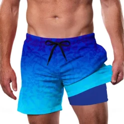 Men's Coconut Tree Tropical Plants Lined Shorts 2 in 1 Board Shorts Swim Shorts Mid Waist Hawaiian Vacation Beach Wear Side Pockets With Compression Liner Elastic Drawstring Waist Designer Clothing