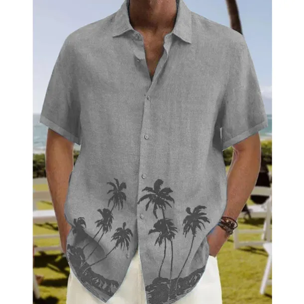 Men's Coconut Tree Tropical Plants Shirt Summer Hawaiian Shirt Aloha Shirt Short Sleeves Shirt Turndown Tropical Fashion Streetwear Street Casual Hawaiian Yellow Red Navy Blue S M L