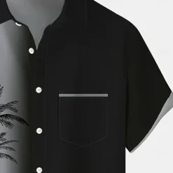 Men's Coconut Tree Tropical Plants Shirt Summer Hawaiian Shirt Button Up Shirt Short Sleeve Hawaiian Vacation Holiday Beach Wear Summer Spring Turndown 3D Print Front One Pocket Linen Like Shirt