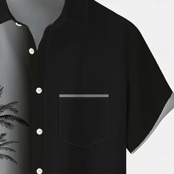 Men's Coconut Tree Tropical Plants Shirt Summer Hawaiian Shirt Button Up Shirt Short Sleeve Hawaiian Vacation Holiday Beach Wear Summer Spring Turndown 3D Print Front One Pocket Linen Like Shirt