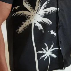Men's Coconut Tree Tropical Plants Shirt Summer Hawaiian Shirt Aloha Shirt Short Sleeves Shirt Turndown Sports Fashion Streetwear Outdoor Street Daily Black White Blue S M L