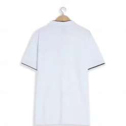 Men's Collarless Golf Shirts Banded Collar Shirt Work Business Stand Collar Mandarin Collar Short Sleeve Fashion Basic Solid Color Plain Button Summer Regular Fit Navy Black White Burgundy Collarless