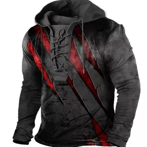 Men's Color Block Graphic Prints Hoodie Hoodies Sweatshirt Streetwear Designer Long Sleeve Hooded Casual Daily Sports Black White Lace up Print Spring & Fall Designer