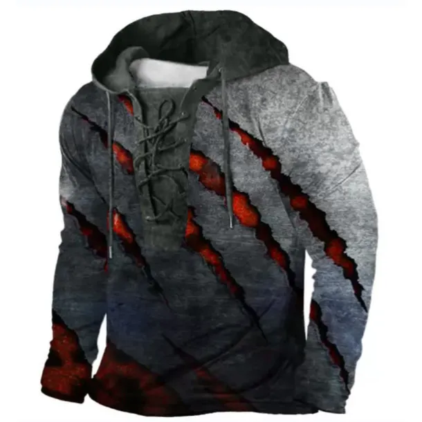 Men's Color Block Graphic Prints Hoodie Hoodies Sweatshirt Streetwear Designer Long Sleeve Hooded Casual Daily Sports Black White Lace up Print Spring & Fall Designer